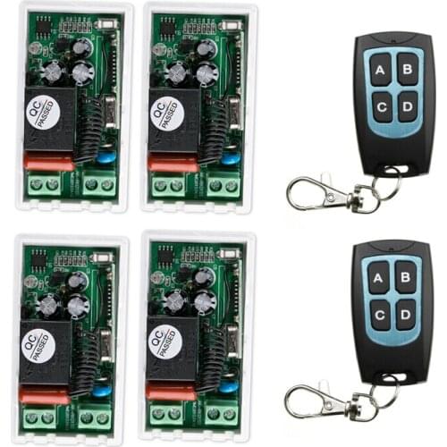 220 v 1 ch RF wireless remote control switch 4* receiver+2* transmitter 4 key self-lock mode easy connection