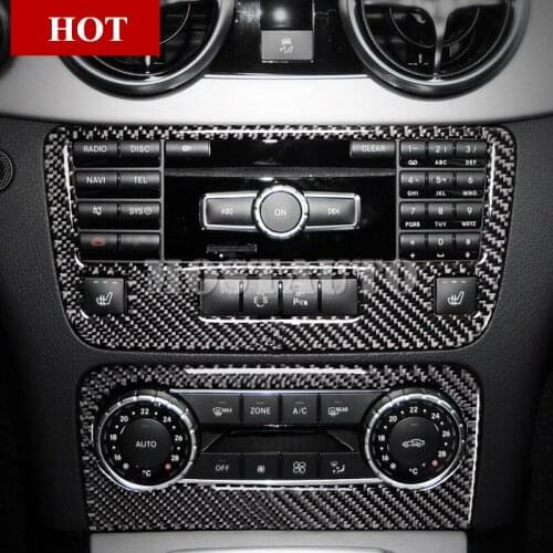 For Benz GLK X204 Carbon Fiber Centre Console CD & AC Panel Trim Cover 2013-2015 2pcs Car Accessories Interior Car Decor