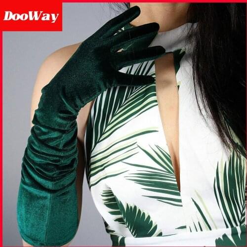 DooWay Women Long Velvet Gloves 23" Touchscreen Stretchy for Special Occasion Vintage 1920s Evening Party Opera Costume Dance
