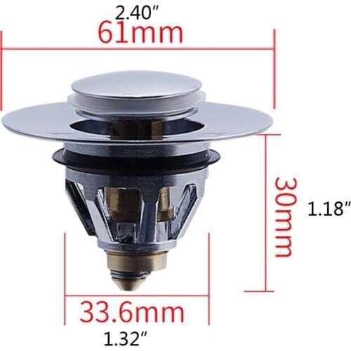 50LB Kitchen Sink Drain Strainer Bounce Core Push Type Bathroom Plug Pop-up Drain Strainer for Bathroom Ktichen