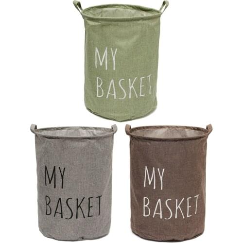 Cotton Linen Fabric Foldable Laundry Washing Hamper Storage Large Capacity Bag Bins Kids Toy Buckets Storage Hamper