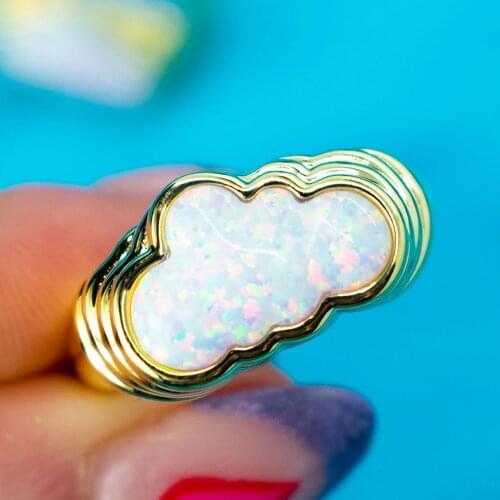 Colorful Multi-Layer Shell Cloud Ring Gold Color Drop Oil Color Retention Ring 2021 Trend Fashion Jewelry Wholesale For Women