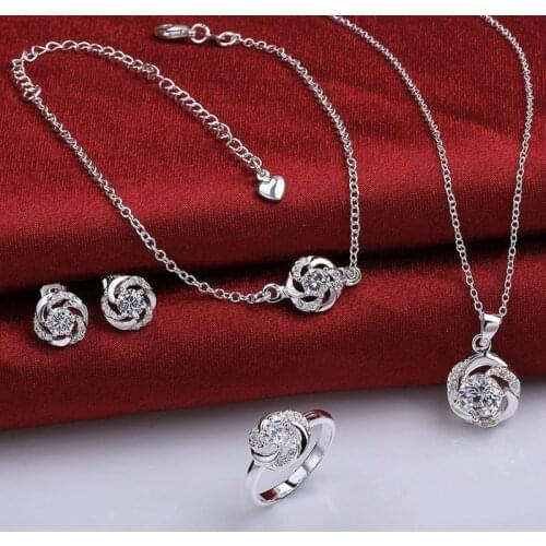 925 sterling silver jewelry set, fashion jewelry set A035-B Earring 438 Necklace 471 Ring 336-8 /imsardza ikfarbma S783-D