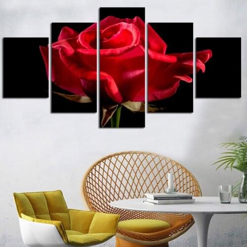 Red Rose diamond painting Cross Stitch Flowers Full Square Round diamond embroidery Crystal mosaic Plant Wall Art 5 Panel