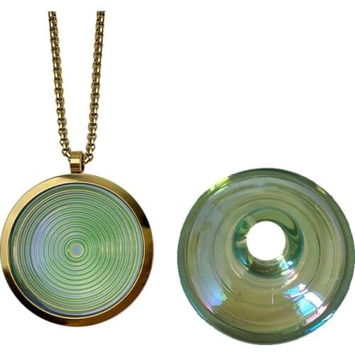 Quantum Alpha Spin Glass Pendant Necklace Health Jewelry with Energy Mini Bio Disc Disk