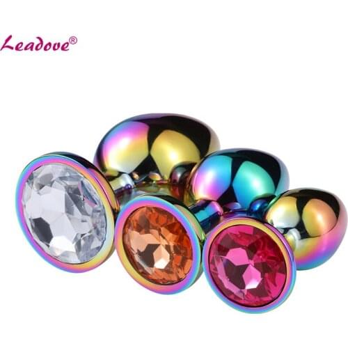 Small Size Rainbow Stainless Steel Anal Plug Metal Butt Plug Diamond Jelewry Smooth Anal Toys Prostate Massager Sex Toys GS0303