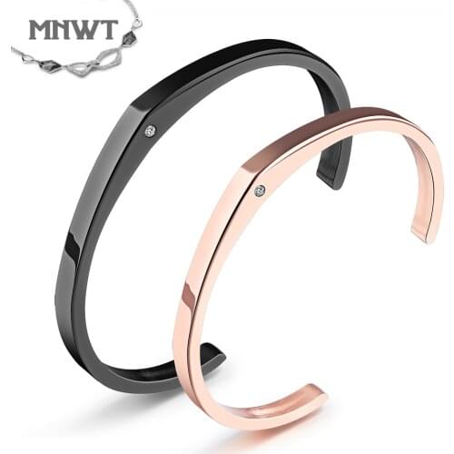 MNWT Fashion Lovers' Bangles Women and Men Zirconia Charms Bangles Rose Gold/Black Jewelry Bracelet Valentines Day Present