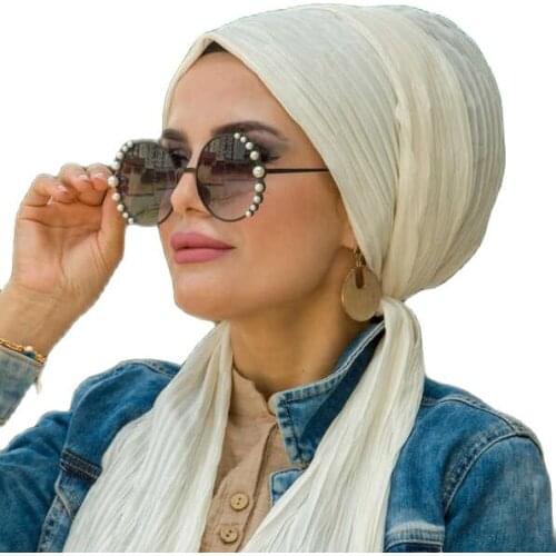 Muslim bubble chiffon hijab scarf women solid color soft bone scarves and wraps Georgette islamic islamic scarf ladies hijabs