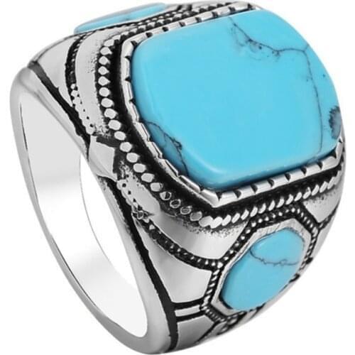 Mens Classic Natural Stone Metal Ring Fashion Casual Jewelry Banquet Trend Jewelry for Men