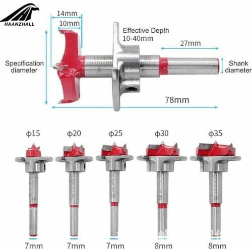 5pcs Forstner Auger Drill Bit Set Dia 15 20 25 30 35mm Wood Cutter Hex Wrench Woodworking Hole Saw For Power Tools Wooden Box