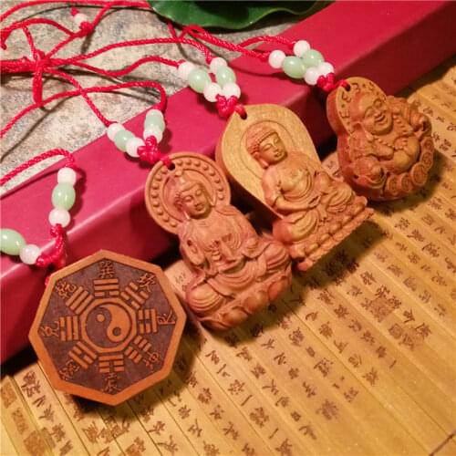 2021 New Peach Wood Buddhist Necklace Pendant Buddha Necklace Pendant Benediction Necklace Gift Temperament Jewelry Wholesale