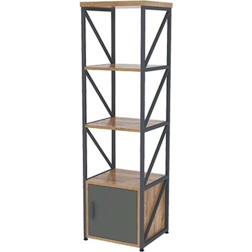 Space Office Metal Office Cabinet Bookshelf Shelf Line 043 Caucasian Oak-Anthracite