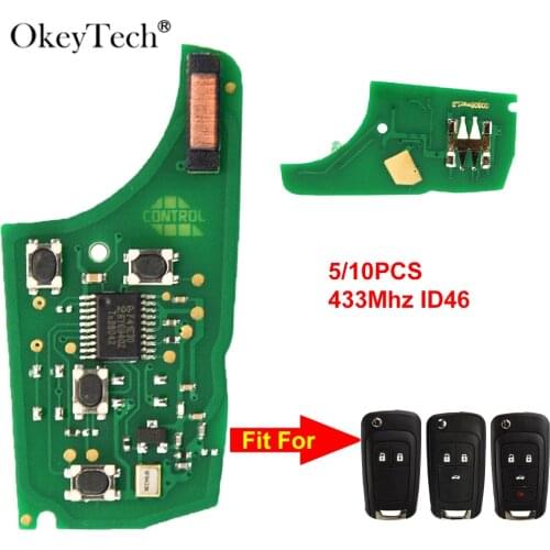 Okeytech 1/10X Car Key Circuit Board 433Mhz ID46 Remote Control PCB Fit For Opel/Vauxhall Astra J Corsa E Zafira C For Chevrolet