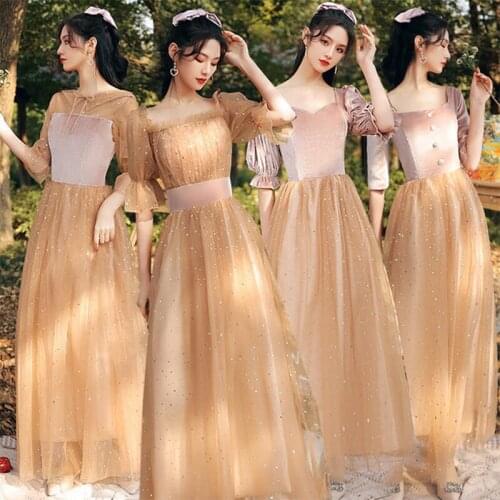 Bridesmaids Dress Illusion Half Strapless A-Line Tulle Lace Pleat Sequined Off The Shoulder Luxury Women Wedding Party Gown E632