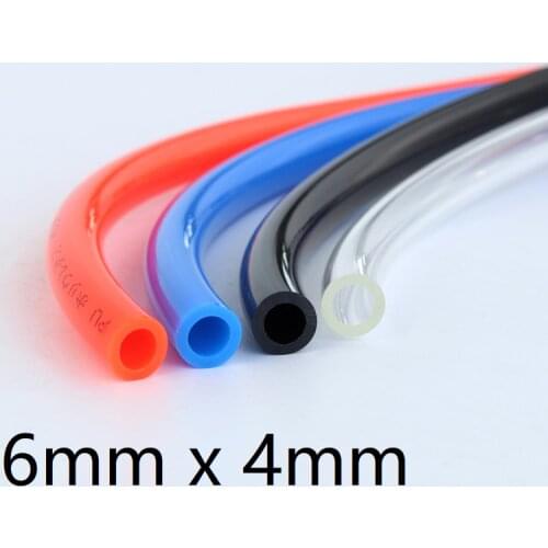 Air PU Tube OD 6mm x 4mm ID Pneumatic Component Parts Connector Hose Compressed Water Gas Pipe Transparent Blue Red Black 1M