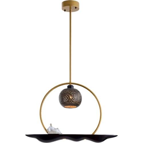 New Chinese Landscape Ring Pendant Lights Study Living Room Dining Bedroom Pipe Hanging Classical Lamps Designer Home Fixtures