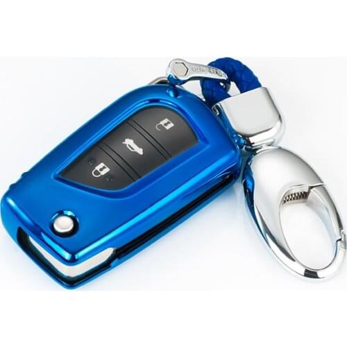 Durable tough Fashion Soft TPU Remote Car Key Holder Full Cover Case For Toyota Hilux Revo Innova Rav4 Fortuner Crystal keyring