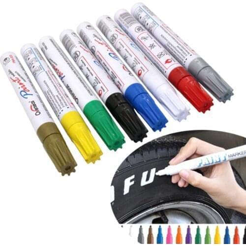 1PC Colorful Pen Waterproof Rubber Permanent Paint Marker Pen Car Tyre Tread Environmental Tire White Color Painting Marker Pen