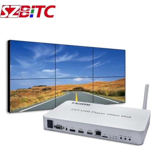 SZBITC 4K Wireless 2x3 Video Wall Controller USB2.0 Player Wifi Splice Processor Box 1 in & 6out for HDTV Monitor