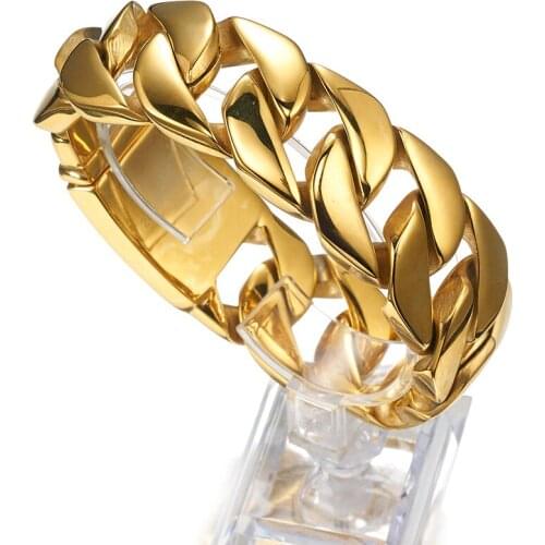 Heavy Man Bracelet Cuban Miami Style Chain Eye-splice Solid Stainless Steel Hip-Hop Boys Accessories Hot Sale Overstriking