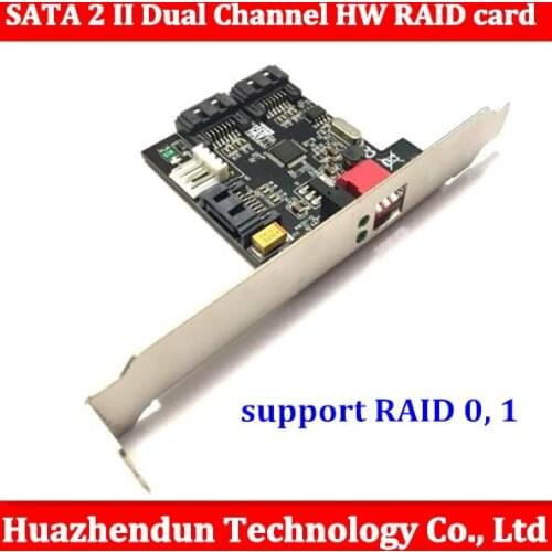 High Quality 2 Ports Internal SATA 2 II Dual Channel HW RAID card support RAID0, 0/1 Card for Windows XP/Vista /7/Linux