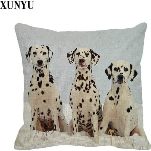 XUNYU 45cm*45cm Cute Pet Dalmatian Dog Cushion Cover Decorative Pillow Case Linen Pillowcase Sofa Throw Pillowcase B0091