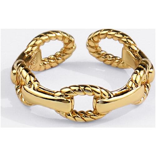 925 Sterling Silver Hollow Lock Chain Rings for Women Adjustable Opening Rings Jewelry New