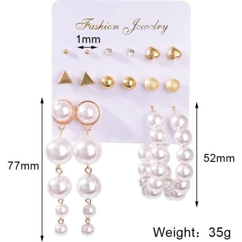 Серьги 2021 тренд Pendientes Mujer Pearl Hoop Earrings Set Earrings For Women Fashion Trendy Circle Charms Earring