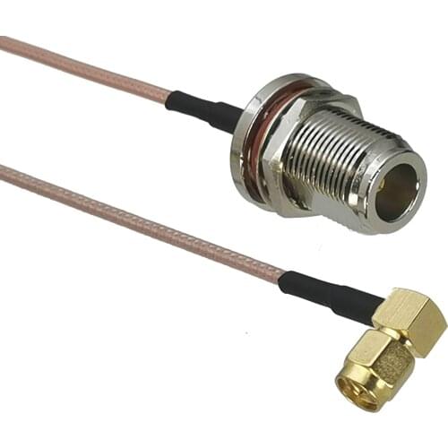 1Pcs RG316 N Female Jack Bulkhead to SMA Male Plug Right Angle RF Jumper pigtail Cable 6inch~3FT