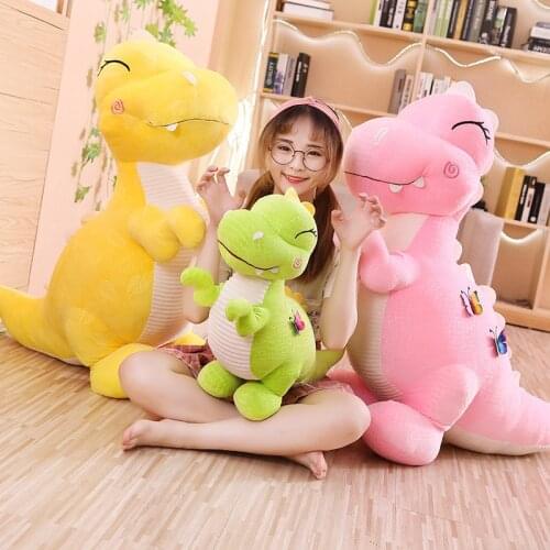1pcs lucky Dinosaur Plush Toys Cartoon Tyrannosaurus Cute Stuffed Toys Dolls for Kids Children xmas Boys Birthday Gift Warm hand