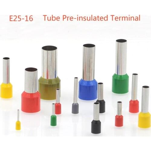 10/50pcs Tube Insutated Crimp Terminal Electrical Wire Connector Ferrule E25-16 Crimping Terminals Connector Cable VE 4AWG 25mm2
