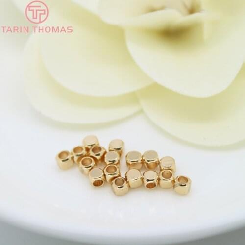 20PCS 3x2.5MM 24K Champagne Gold Color Plated Brass Square Spacer Beads Bracelet Beads High Quality Diy Jewelry Accessories