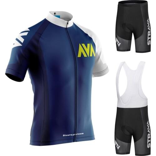 2021 STRAVA pro team Cycling Jersey Men Set Bib Shorts Set Summer Mountain Bike Bicycle Suit Bicycle Racing Uniform Clothes