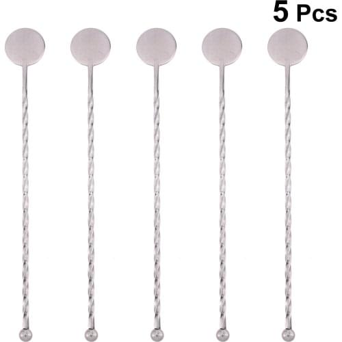 5pcs Swizzle Stick Stirring Sticks Stainless Steel Beverages Cocktail Drink Stirrer