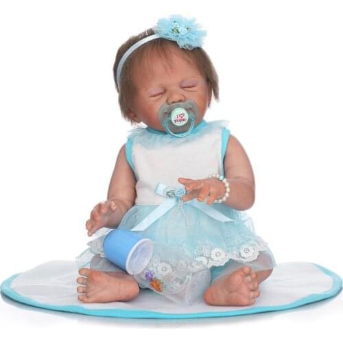 50cm New Painting Full Silicone Lifelike Newborn Baby Girl Silicone Reborn Baby Dolls Kids Fashion New Year Birthday Gifts