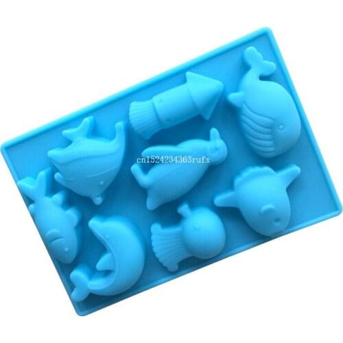 600pcs DIY Tools Silicone Mold Cake Sea World Dolphin and Fish Chocolate Jelly Pudding Moulds Handmade Soap Molds