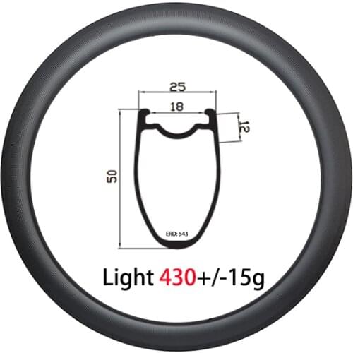 700C SUPERLIGHT 430g 50mm deep clincher tubeless carbon rim basalt brake 25mm wide UD 3K 12K matte glossy 16H 18H 20H 21H 24H