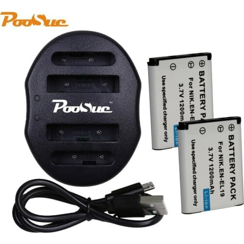 2pcs EN-EL19 Battery + dual Charger EN EL19 ENEL19 Rechargeable Camera Battery set For Nikon Coolpix S2500 S4100 S3100