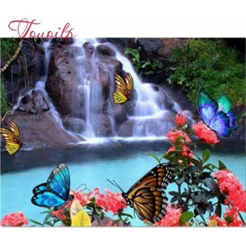 Diamant broderie cascade diamant peinture point de croix papillon complet perceuse décoration kit de bricolage