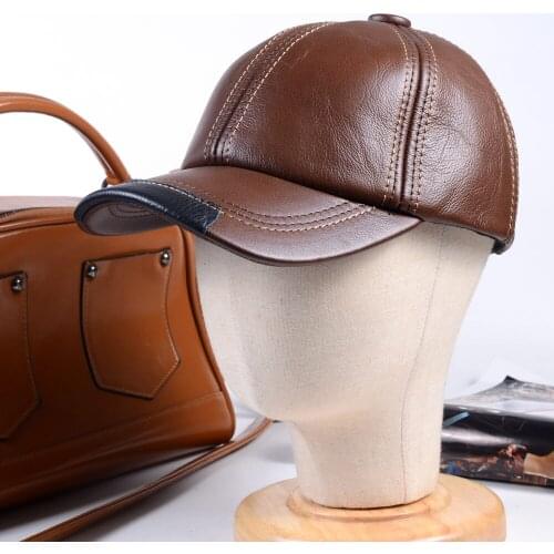 Mens Womens Genuine Leather Cowhide Adjustable Military Baseball Newsboy Navy/Army Golf Caps/Hats