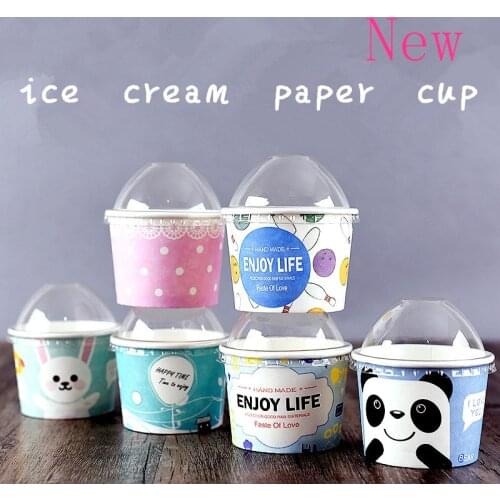 50pcs Creative carton ice cream paper cup party birthday diy accessories disposable yogurt cake dessert cup with lid