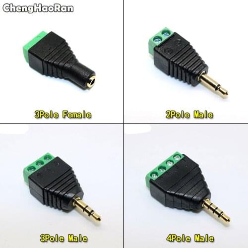 ChengHaoRan Video AV Balun 3.5mm 1/8"stereo Female&Male to AV Screw Terminal Stereo Jack 2/3/4 pin Terminal Block Plug Connector