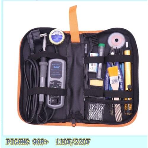 PIGONG 908+ LED Digital Soldering Station Mini Portable Adjustable Electric soldering iron Welding tools kit set