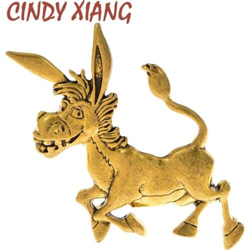 CINDY XIANG 2 Colors Available Donkey Brooches For Women And Men Fashion Unisex Animal Brooch Pins Funny Cute Cartton Kid Gift
