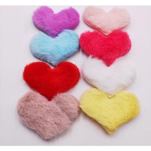 6.5x4.8cm Childrens hair Clip Accessories DIY Handmade Furry Felt Heart Padded Applique for Headwear Decoration