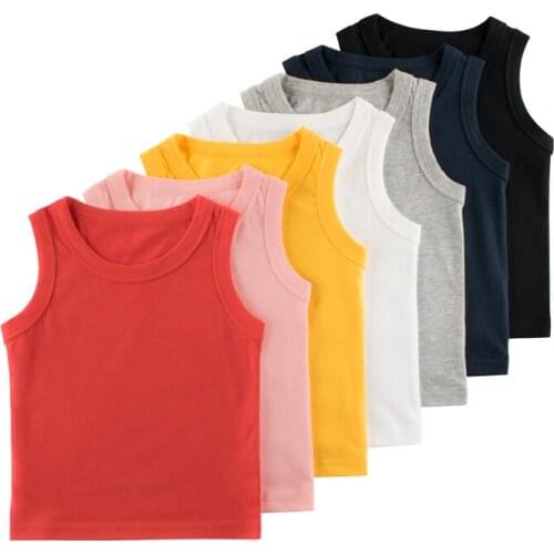 Kids Vest Top 2021 Girls Boys Underwear 100% Cotton Tanks Baby Summer Vest Camisole Children Solid Undershirt Sleeveless Vest