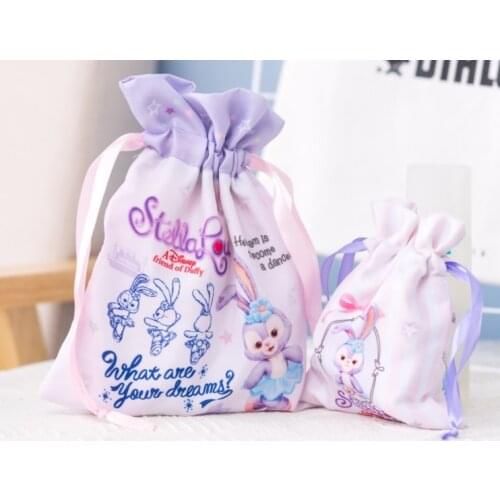 Disney StellaLou Rabbit Anime Figures Cartoon Product Cosplay Accessories Casual Storage Drawstring Bag Unisex Gift