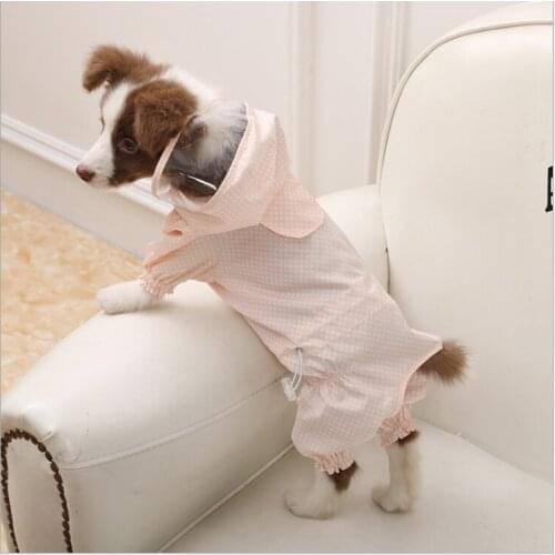 Dog Raincoat Korean Style Polka Dot Summer Outing Four-Legged Waterproof And Dustproof Clothes Puppy Pet 2021 New