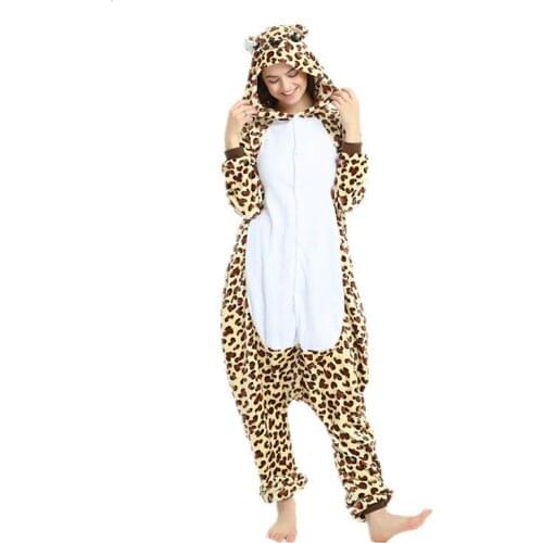 Dropship Adult High Quality Leopard Bear Kigurumi Onesies Sleepwear Animal Anime Cartoon Pajamas Cosplay Costumes