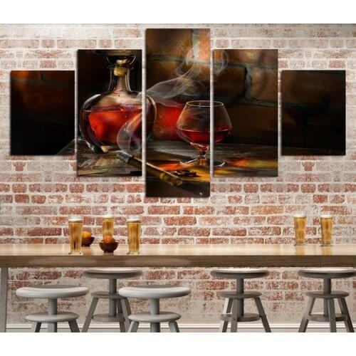 Embelish 5 Pieces Alcohol And Tobacco Wall Art Posters For Kitchen Decor HD Canvas Painting Modern Home Decor Modular Pictures